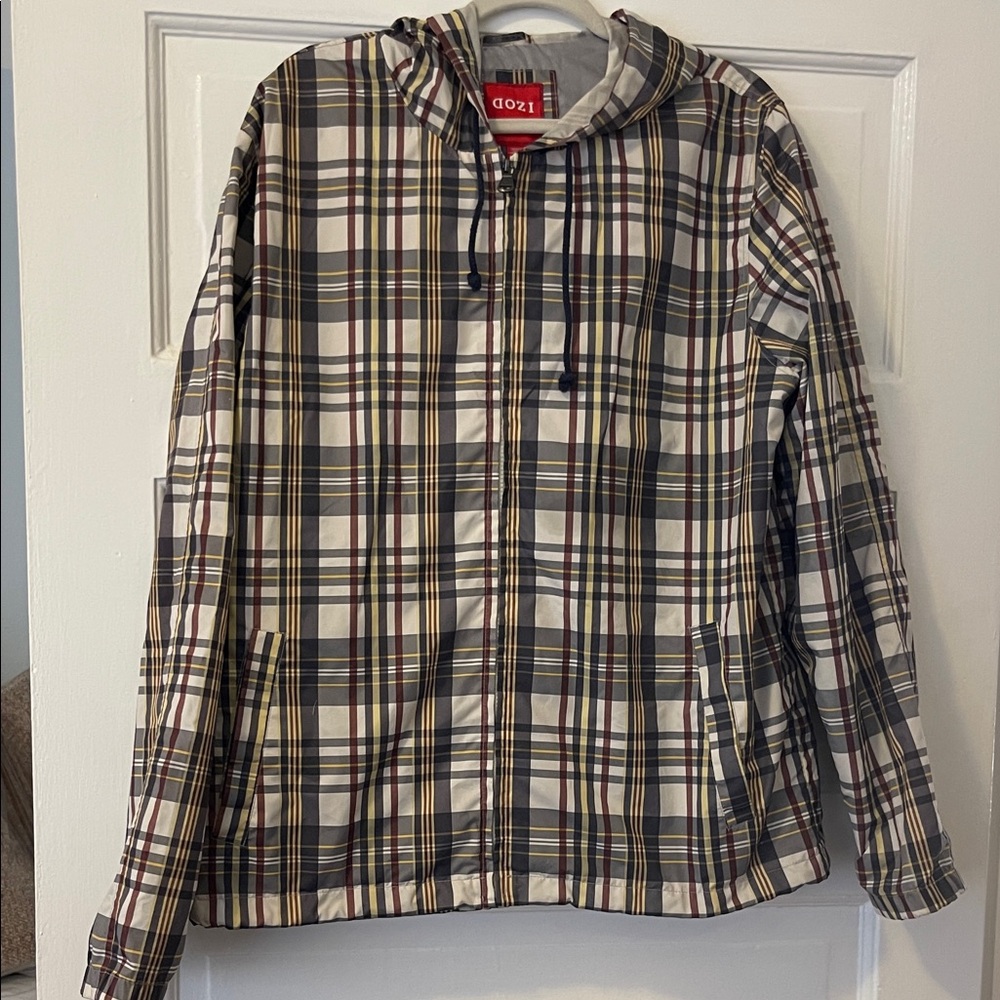 Men’s Izod Plaid Rain Jacket/Windbreaker